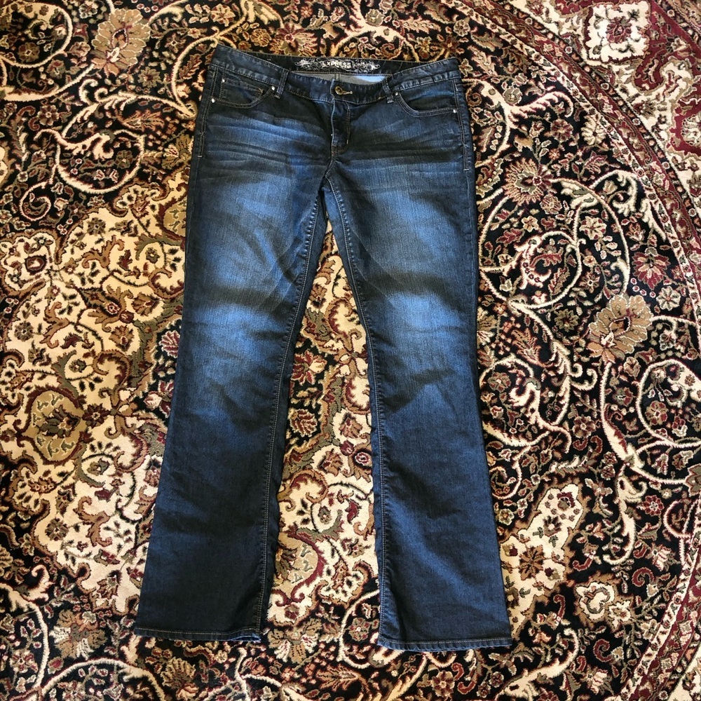 Express jeans 12 Boot Cut Long Jeans with Natural Indigo Fading